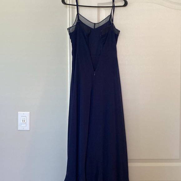 Iulus formal ruffle bottom thin strap with mesh dress navy blue - Picture 7 of 7